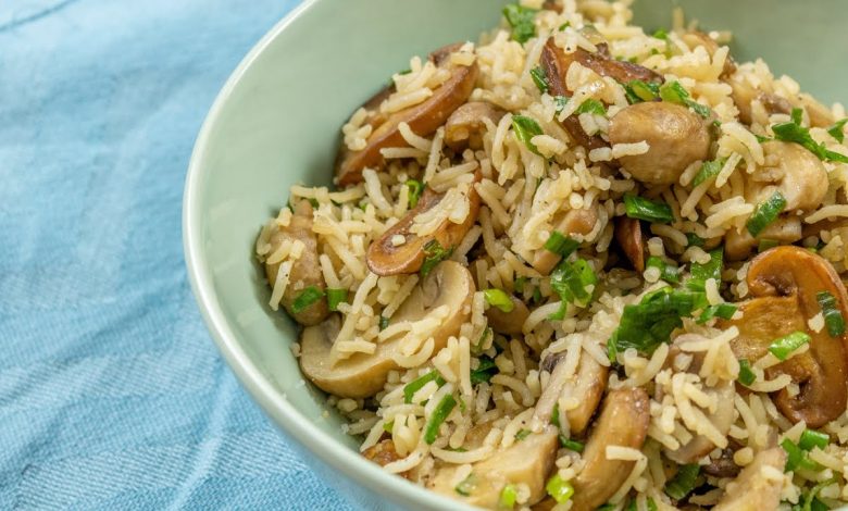 طريقة عمل رز بالفطر واللحم