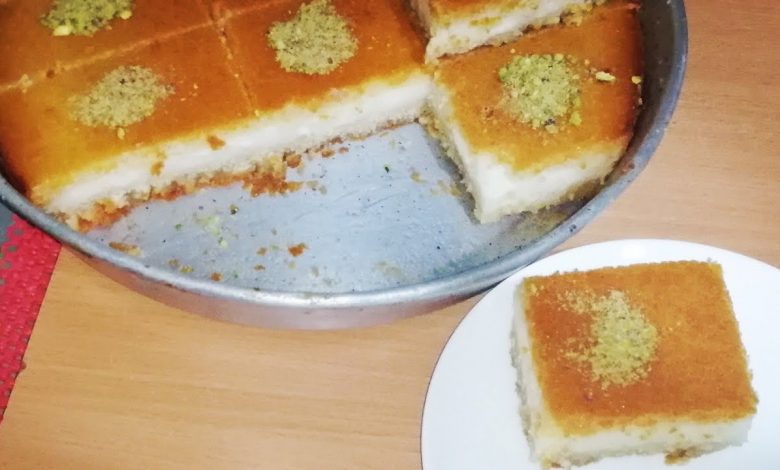 بسبوسة بالقشطة بدون بيض