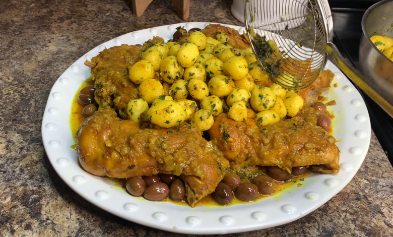 طريقة عمل طاجين دجاج بالبطاطا