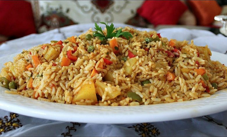 طريقة عمل طبق الأرز والخضر